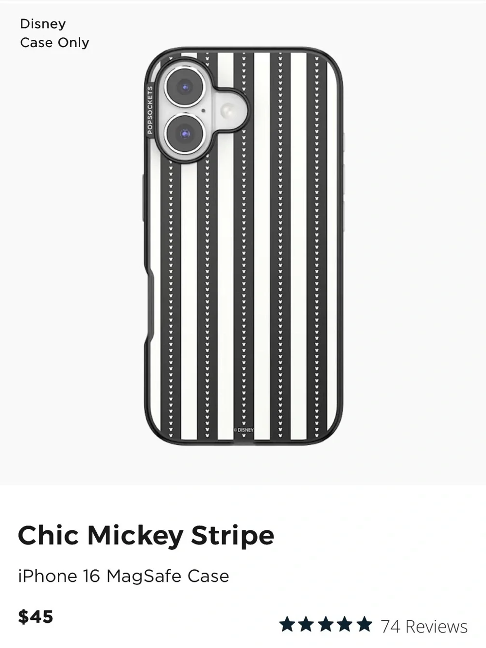 Disney Chic Mickey Stripe iPhone Case - Black & White